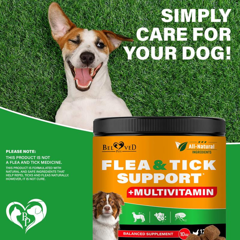 Flea and Tick Support Chews + Multivitamin Canine Nutritional Supplement