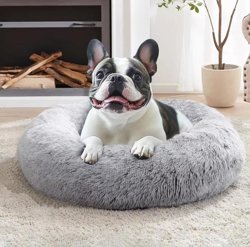 【Father'S Day Special】Calming Dog & Cat Bed, Anti-Anxiety Donut Cuddler Warming Cozy Soft round Bed, Fluffy Faux Fur Plush Cushion Bed for Small Medium Dogs and Cats