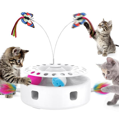 3-In-1 Toys with Catnip Balls, Feather, Butterfly, Auto Interactive Kitten Toy , Dual Power, Indoor Fun for All Breeds.