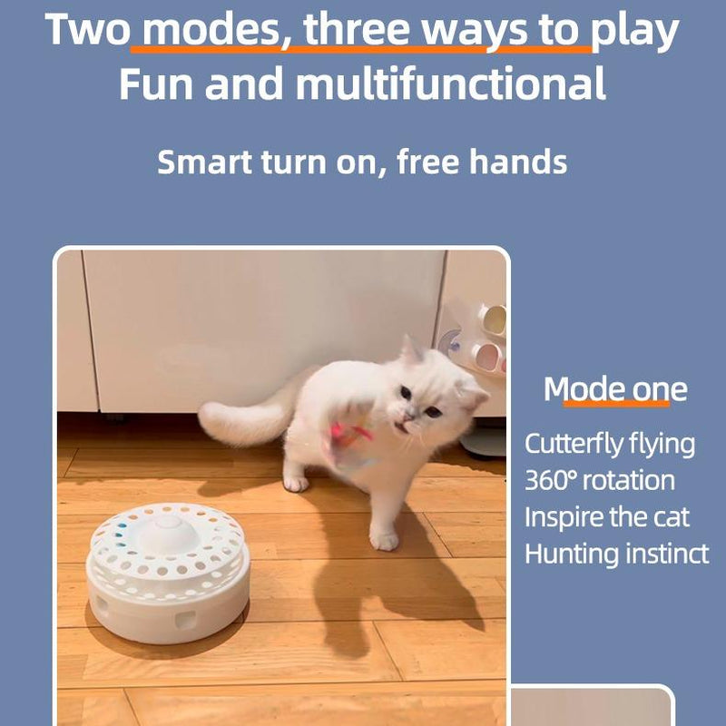 3-In-1 Toys with Catnip Balls, Feather, Butterfly, Auto Interactive Kitten Toy , Dual Power, Indoor Fun for All Breeds.