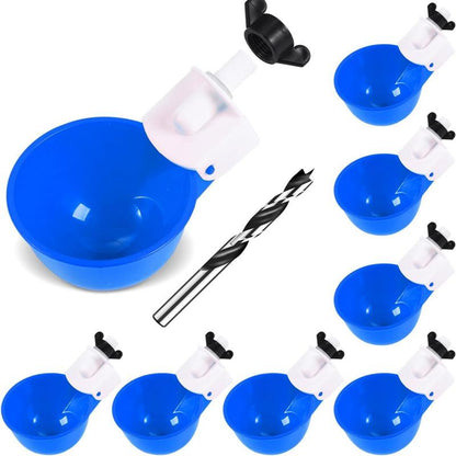 Chicken Waterer Cups (8 Pack/Red) - DIY Automatic Large Chicken Water Feeder for Ducks,Chicks, Turkeys, Quail, Bunny, Bird and Other Various Poultry Dispenser with Matching Drill