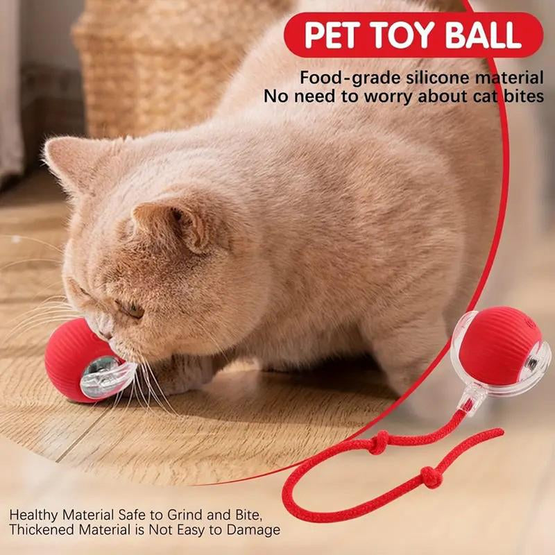 Gift for Pets, Electric Cat Ball Toy with Rope, Interactive Cat Teaser Toy, Kitten Automatic Rolling Ball Toy, Pet Supplies, Dog & Cat Accessories, Cat Toys, Pet Products, Funny Gift