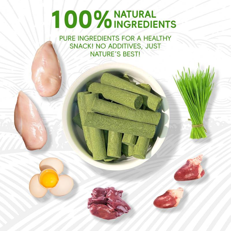 Cat Grass Stick 100G - High-Quality Cat Treats with Chicken & Egg Yolk for Gentle Hair Removal & Teeth Cleaning - Pet Food Supplies Remedy Chews