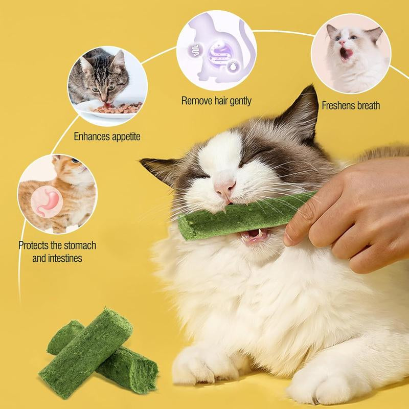 Cat Grass Stick 100G - High-Quality Cat Treats with Chicken & Egg Yolk for Gentle Hair Removal & Teeth Cleaning - Pet Food Supplies Remedy Chews