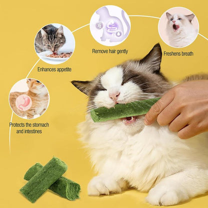 Cat Grass Stick 100G - High-Quality Cat Treats with Chicken & Egg Yolk for Gentle Hair Removal & Teeth Cleaning - Pet Food Supplies Remedy Chews