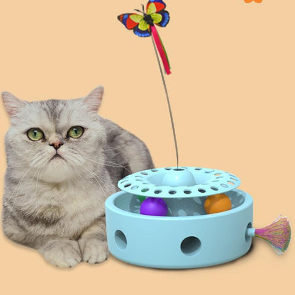 3-In-1 Toys with Catnip Balls, Feather, Butterfly, Auto Interactive Kitten Toy , Dual Power, Indoor Fun for All Breeds.