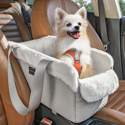 PETSFIT Center Console Dog Car Seat, Portable Car Seat for Dogs with Safe Protective Hooks, Luxury Dog Car Seats for Small Dogs, Dog Car Carrier Includes Safety Tether for Pets up to 9 Lbs (Black)