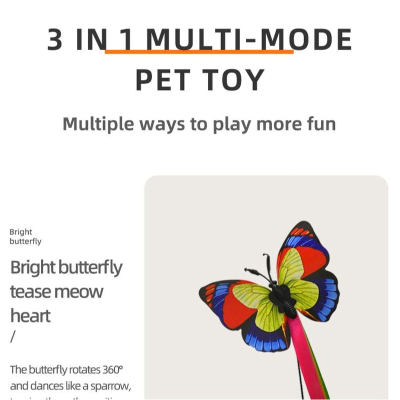3-In-1 Toys with Catnip Balls, Feather, Butterfly, Auto Interactive Kitten Toy , Dual Power, Indoor Fun for All Breeds.