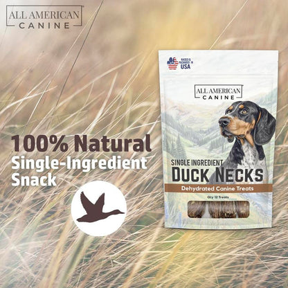 Natural Duck Neck Dog Treats – Single Ingredient, Dehydrated & Chewy – Low-Fat, High-Protein Training Reward – Made in USA