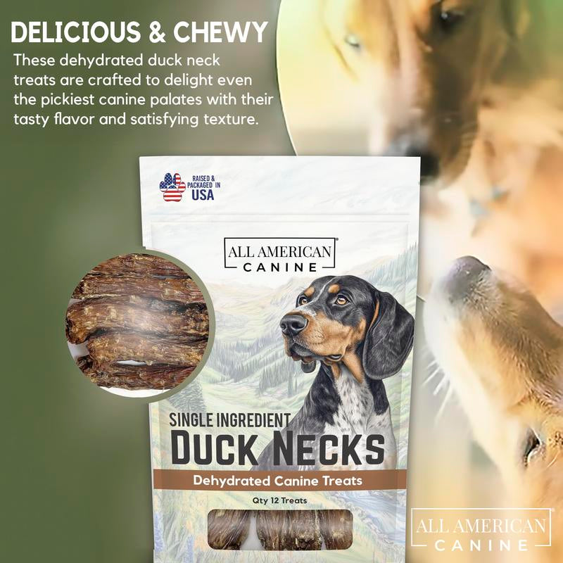 Natural Duck Neck Dog Treats – Single Ingredient, Dehydrated & Chewy – Low-Fat, High-Protein Training Reward – Made in USA