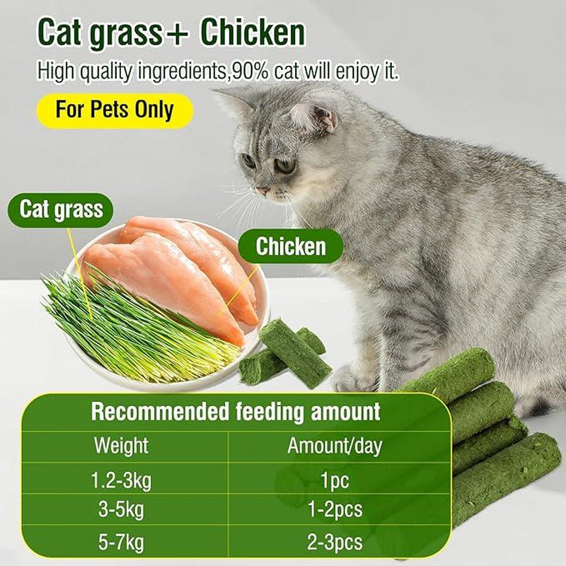 Cat Grass Stick 100G - High-Quality Cat Treats with Chicken & Egg Yolk for Gentle Hair Removal & Teeth Cleaning - Pet Food Supplies Remedy Chews